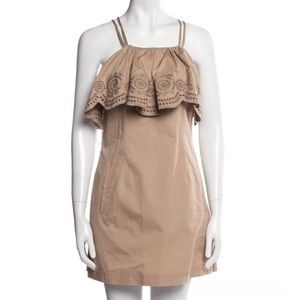 Self portrait dress khaki beige flesh pockets mini